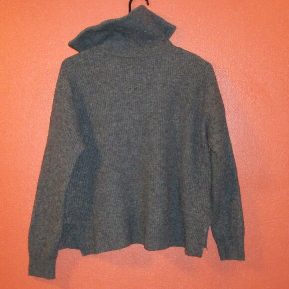 Madewell Woman Medium Gray Zip Front Warm Outdoors Long Sleeve Sweater - Picture 6 of 10